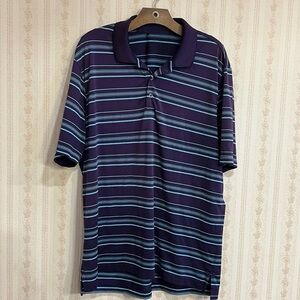 Men's Striped Polo Shirt - Purple and Blue